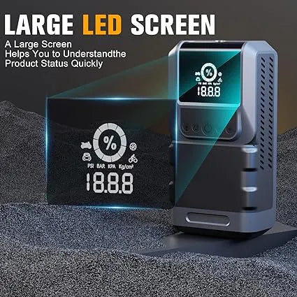 Portable 4-in-1 Car Jump Starter & Air Compressor with Emergency Flashlight & Power Bank - 150PSI Pressure
