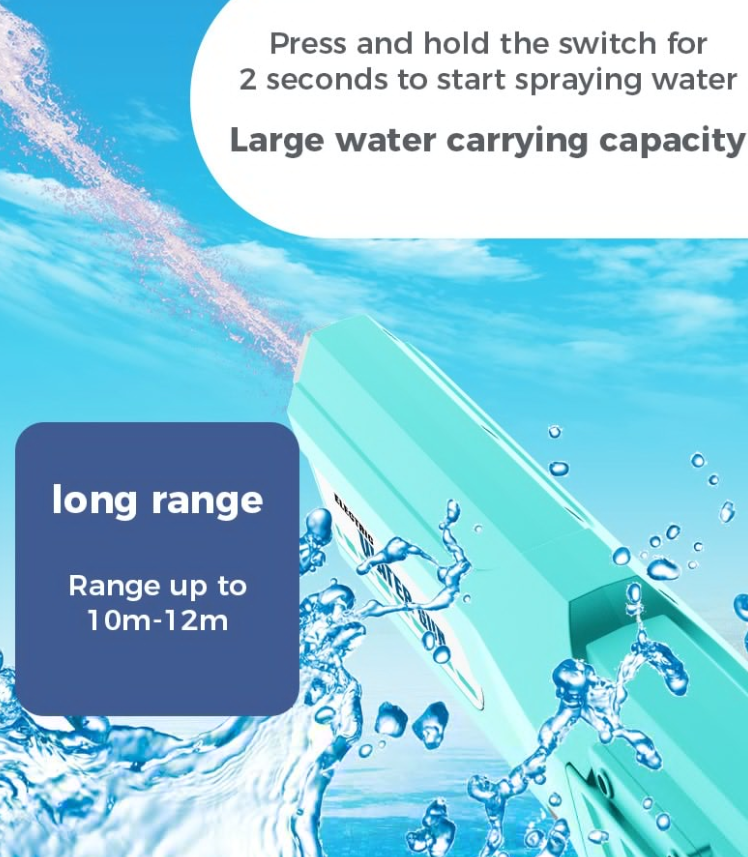 Cool Long Range Electric Water Gun Toy - Rechargeable with Water Storage Backpack