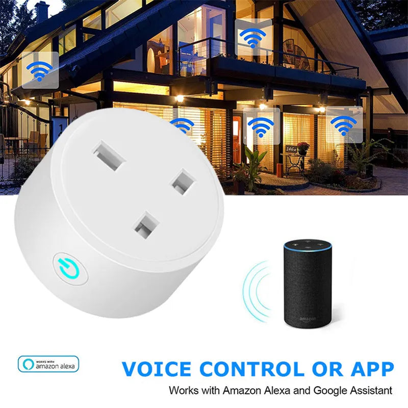 Smart WiFi Plug with Tuya App Remote Control and Alexa & Google Home Voice Control