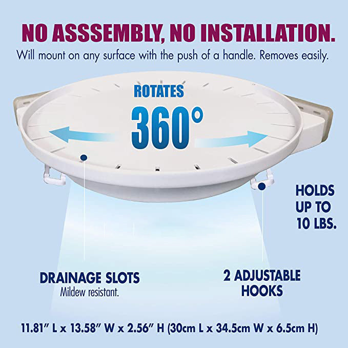 Instahang Rotating 360° Shelf Suction Corner Holder for Bathroom & Kitchen with Water Freeflow Desig