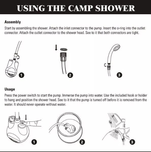 Portable USB Rechargeable Camping Shower for Outdoors, Tours and Vacations