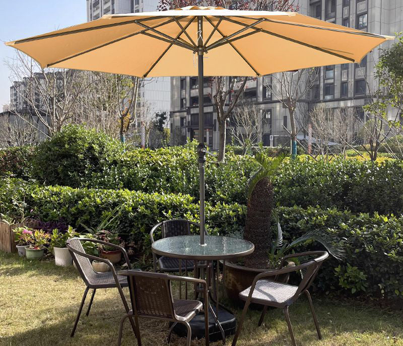 Heavy-Duty 2.7 meter Outdoor Patio Umbrella with Base and Rotating Crank - 270 cm x 198 cm x 245 cm