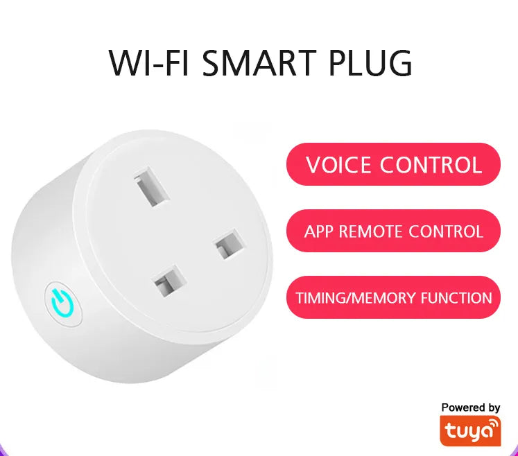 Smart WiFi Plug with Tuya App Remote Control and Alexa & Google Home Voice Control