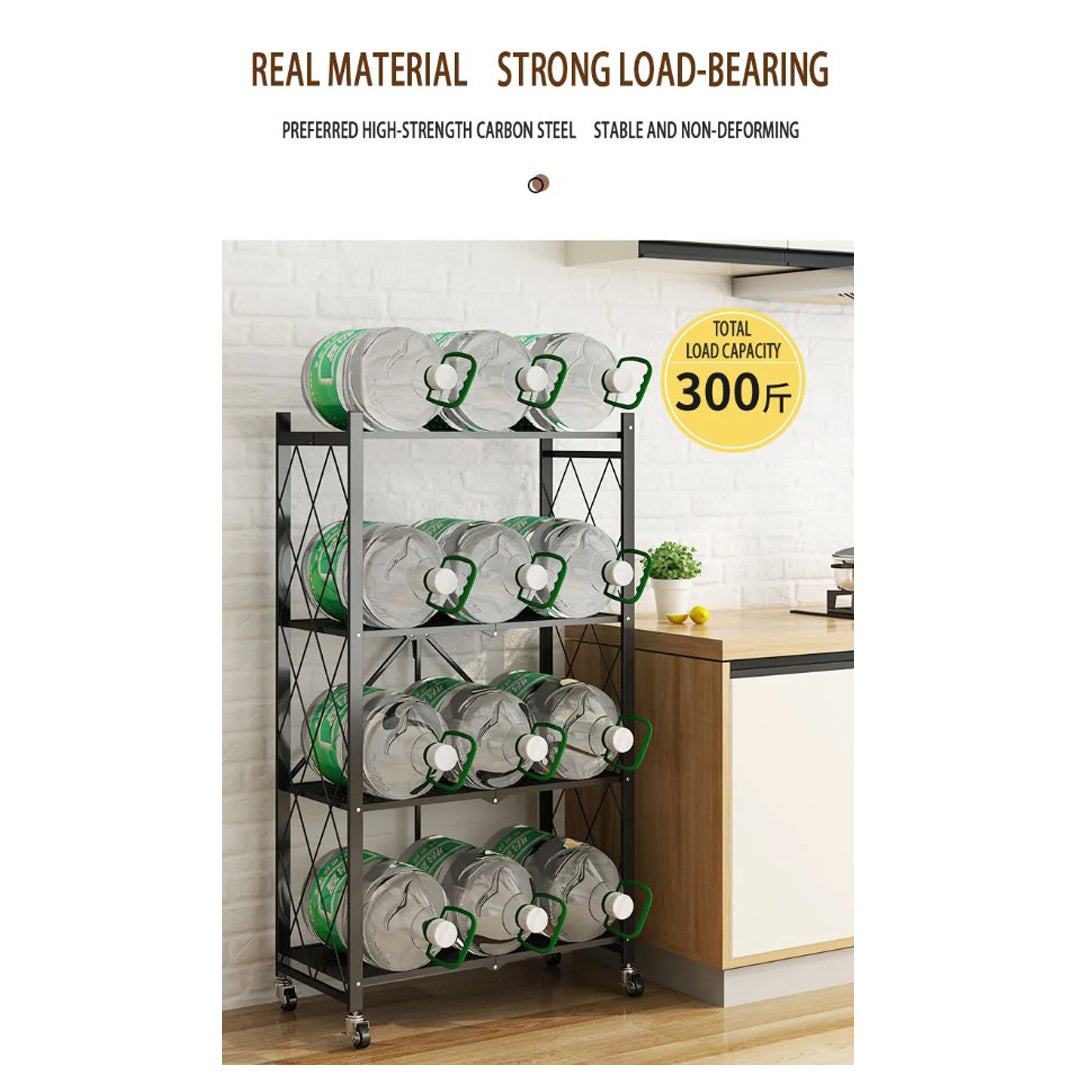 Multi Layer Foldable Metal Storage Rack Organizer with Wheels