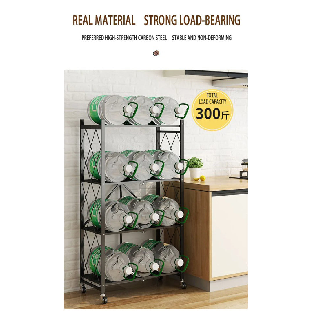 Multi Layer Foldable Metal Storage Rack Organizer with Wheels
